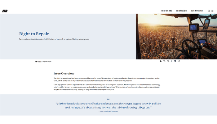 American Farm Bureau Launches Website to Assist with Right to Repair