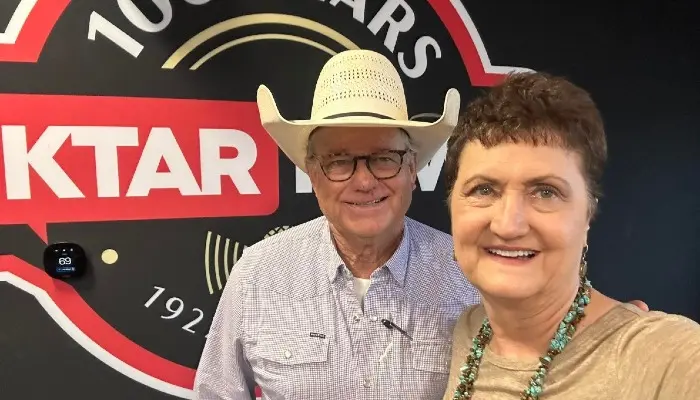 Rancher in front of KTAR logo in the studio